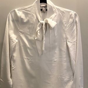 White Pussy Bow Blouse